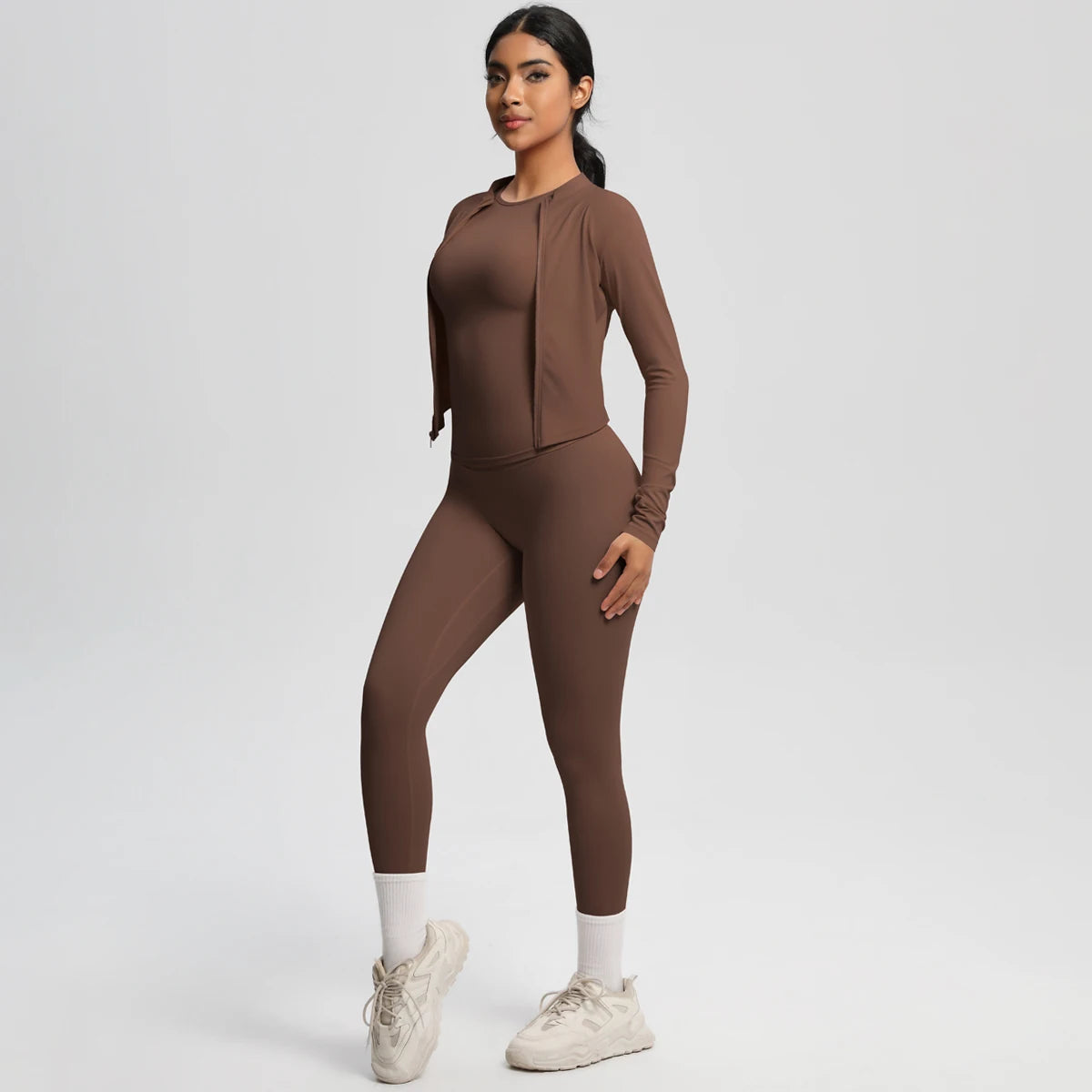 Women Sportswear Yoga Set Workout Clothes Athletic Wear Sports Gym Legging Fitness Top Long Sleeve Yoga Suit ﻿