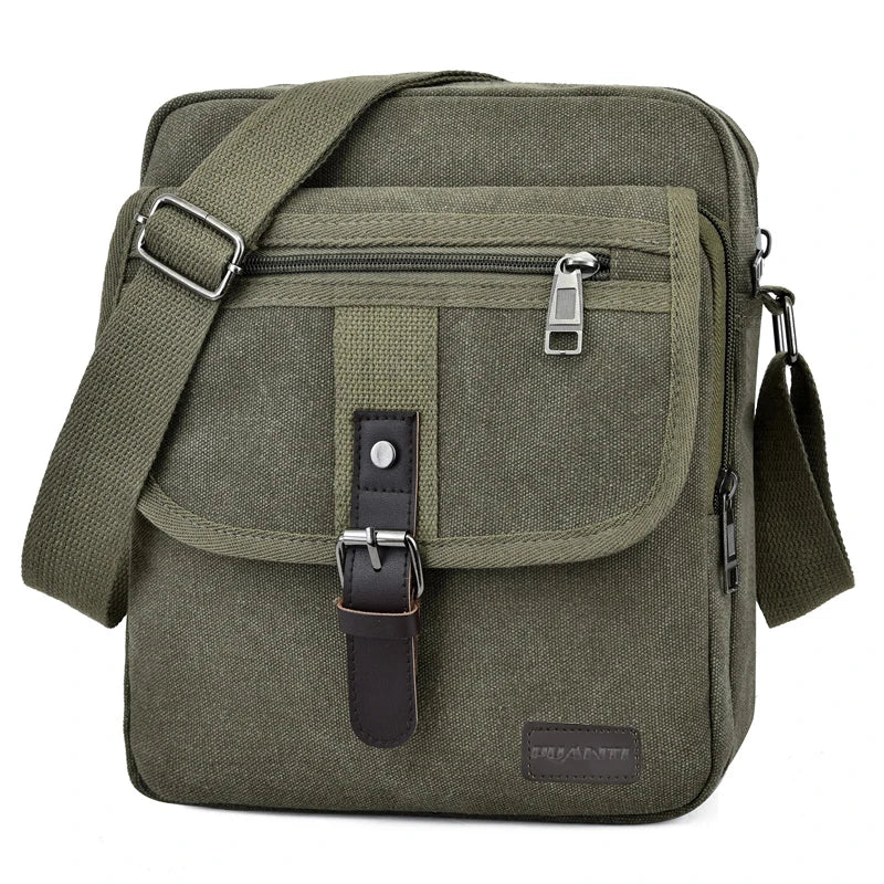 Men's Travel Bag Canvas Casual Shoulder Crossbody Bags Hight Qualtiy Outdoor Bags Men Wearable Retro Zipper Sling Bag