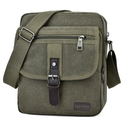 Men's Travel Bag Canvas Casual Shoulder Crossbody Bags Hight Qualtiy Outdoor Bags Men Wearable Retro Zipper Sling Bag