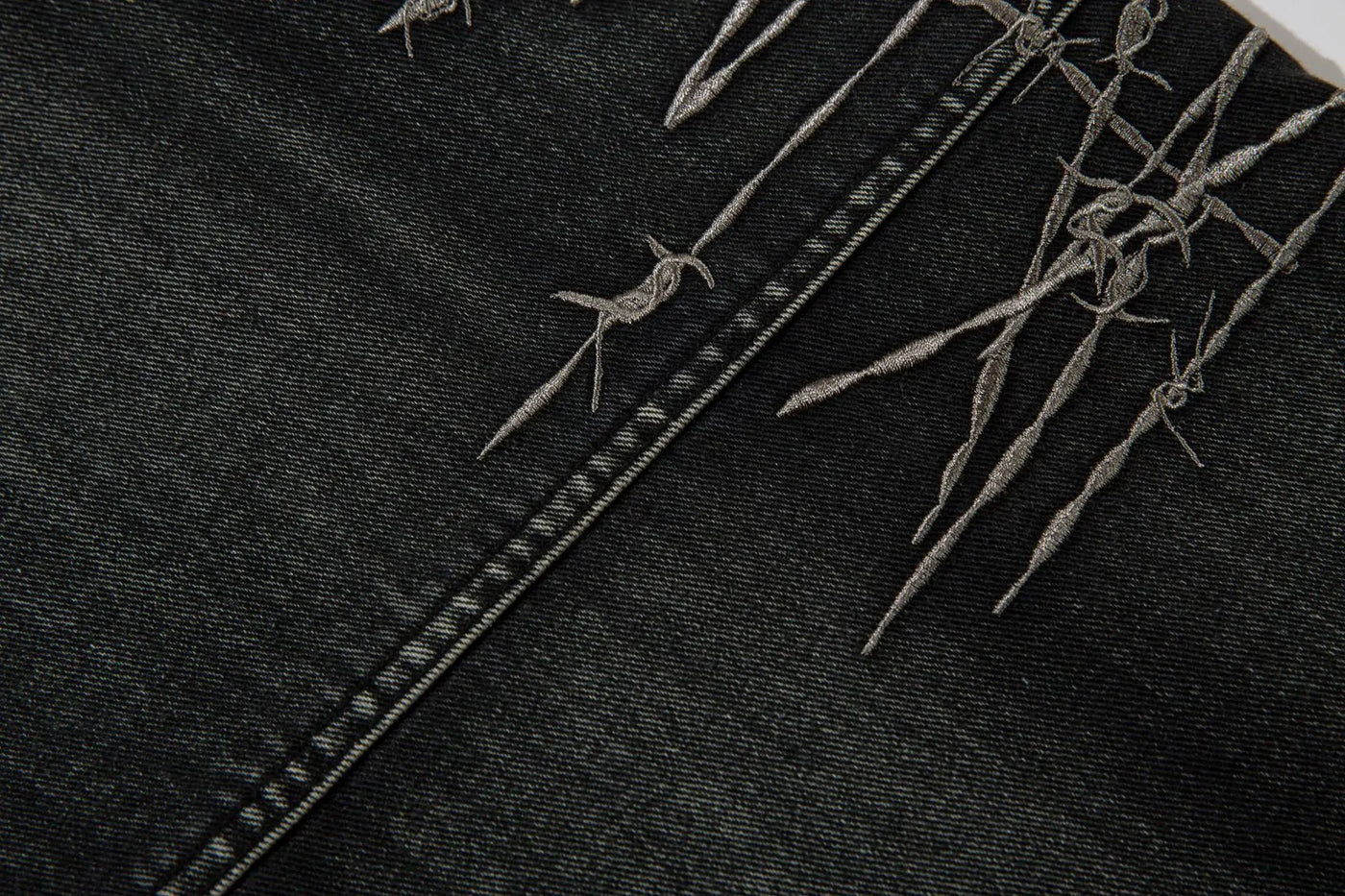 Trendy Brand American Retro Tooling Jeans Mens High Street Heavy Industry Embroidery Loose Wide-leg Trousers