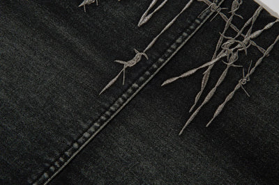 Trendy Brand American Retro Tooling Jeans Mens High Street Heavy Industry Embroidery Loose Wide-leg Trousers