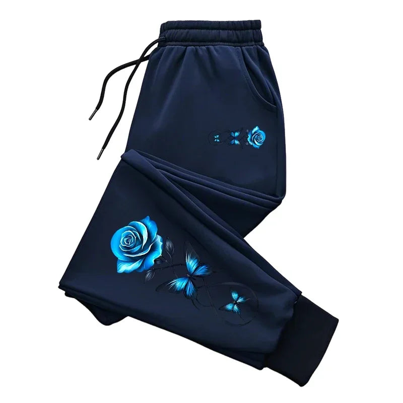 2025 New Arrival Women's Trousers Fashion Flower Print Sweatpants Home Outdoor Comdort Sporty Casual Versatile Jogging Pants - Elanique