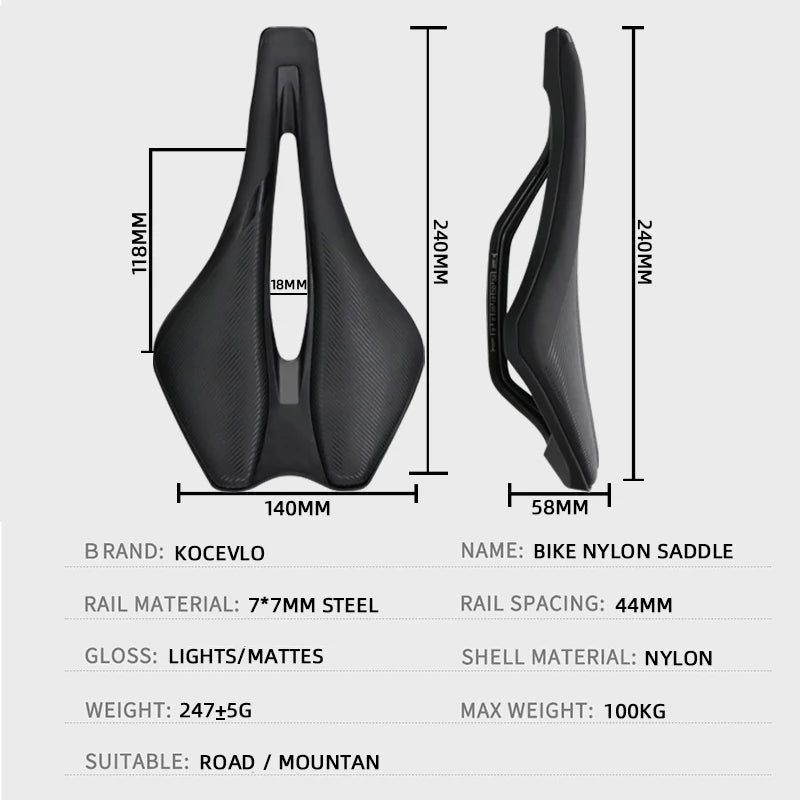 KOCEVLO Bicycle Seat Saddle Mtb Road Bike Steel Saddles Mountain Bike Racing Saddle Pu Breathable Soft Comfortable Cushion