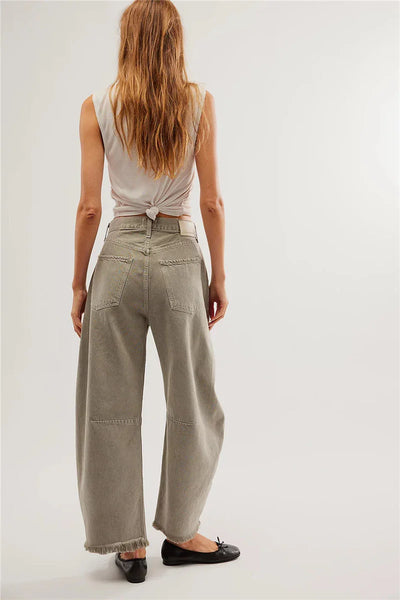 Imcute Women Casual Wide Leg Baggy Denim Pants Mid Waist Boyfriend Loose Jeans Y2k Vintage Barrel Jeans Streetwear