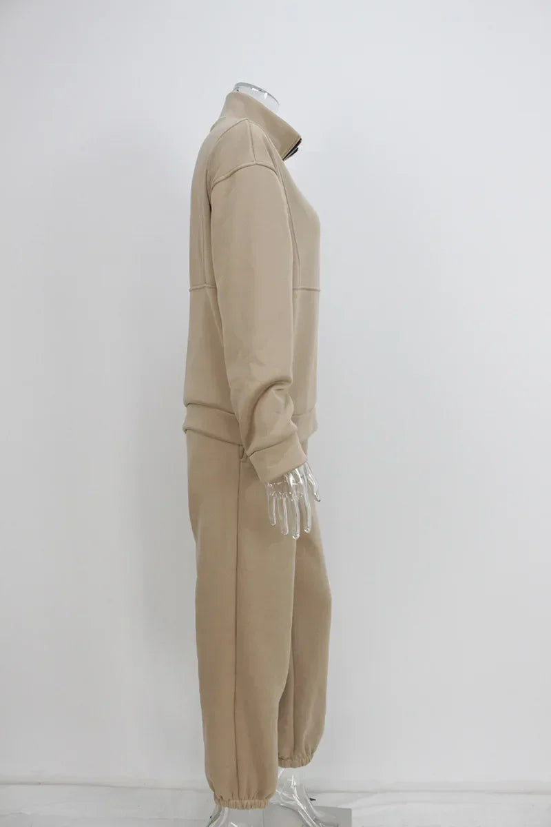 Autumn Winter Women Tracksuits Two Piece Outfits Fleece Lined Zipper Sweatshirt High Waist Pants Sets Female Sport Suits 2024