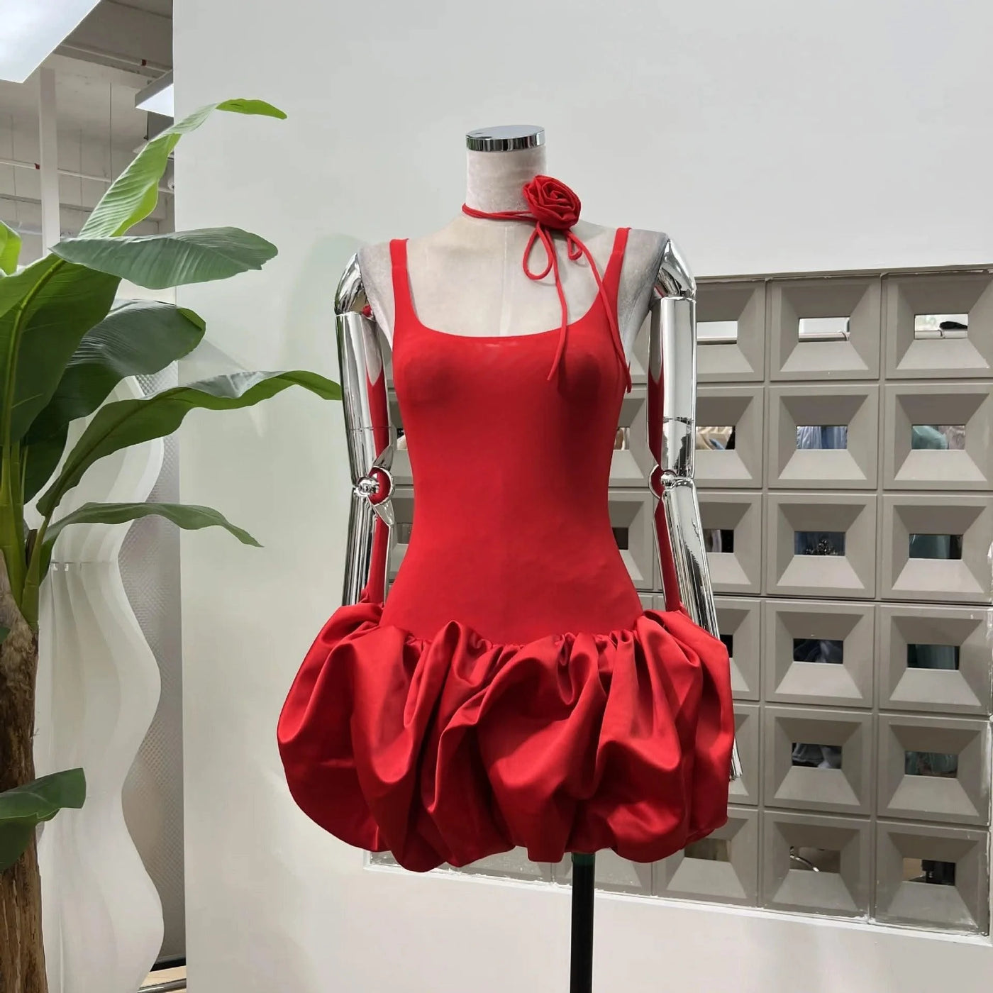 Women's Summer Dress Red Strapless High Waist Party Outfits Sexy Backless Evening Dresses Luxury Short Dress fashion prom gowns
