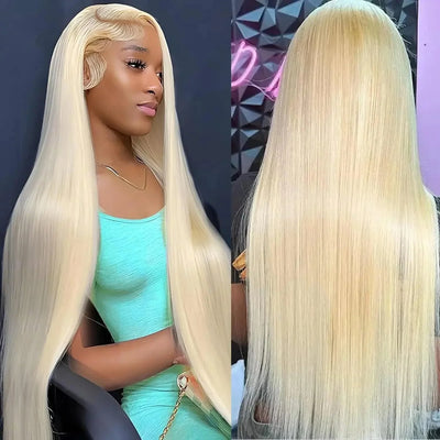 13x6 Bone Straight  Lace Frontal Honey Colored Human Hair Wig 613 Blonde Transparent Lace Front Closure Wigs for Black Women