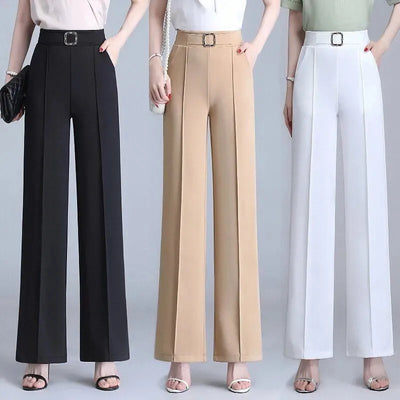 High Waist Wide Leg Pants Women Spring Autumn New Drop Feel Relaxed Straight Suit Pants Fashion Wild Casual Trousers White Black