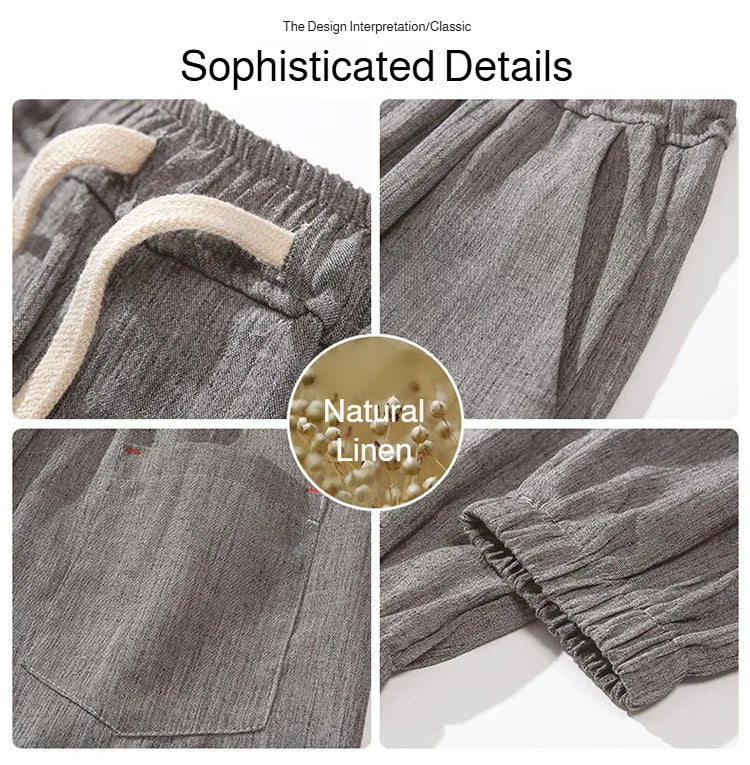 Men's Cotton and Linen Trousers Harem Pants Cuffed Fashion Trousers Linen Slim Pants Beach Pants Joggers Streetwear Loose Pants
