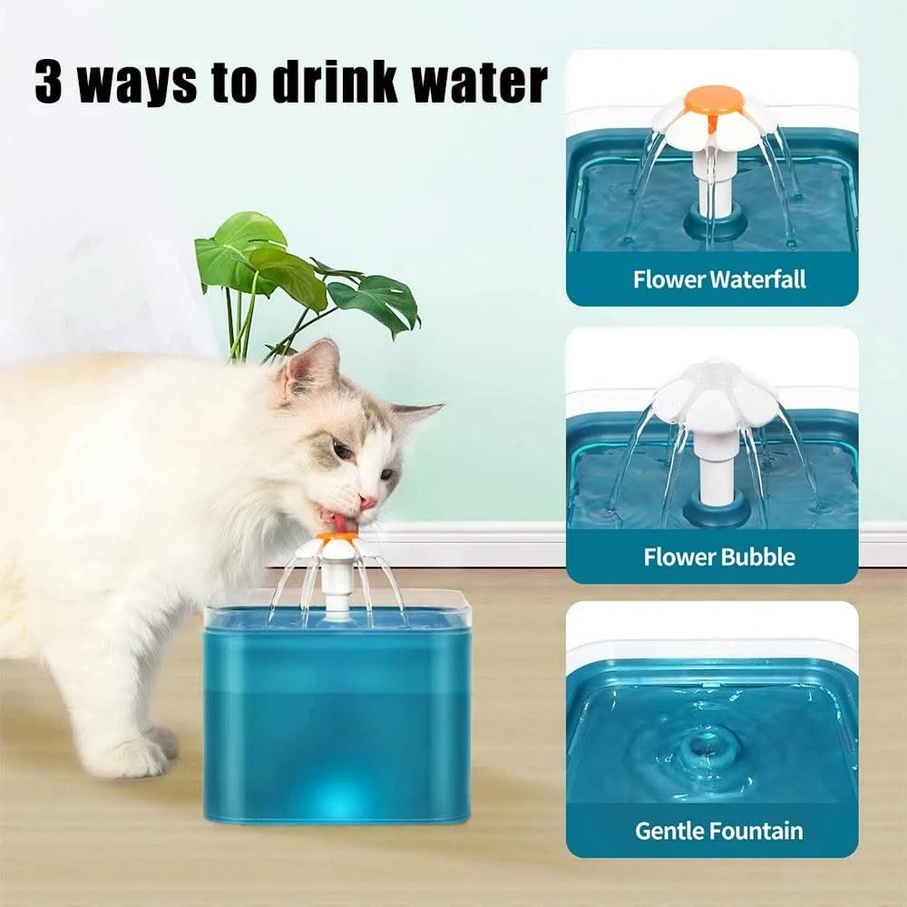 Pet Water Dispenser with Recirculate Filtring for Clean Water Automatic Cat Drinking Fountain USB Charging with LED Lighting