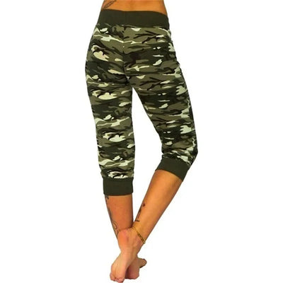 Women's Pants Sports 2025 New Casual Fashion Casual Fit Yoga Camo Print Drawstring Capris Breathable Comfortable Streetwear Pant