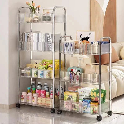 Acrylic Trolley Multilayer Transparent Storage Rack Living Room Snack Storages Shelf Bathroom Mobile Shelf with Wheel Home Items