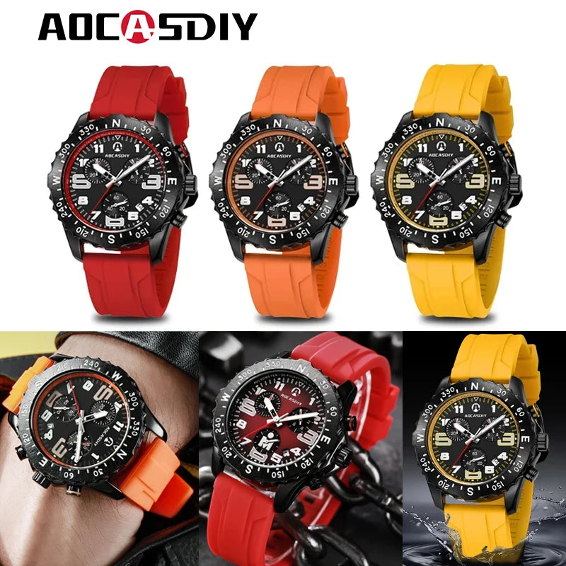 Men’s Watches Top Brand Big Sport Watch Luxury Men Quartz Wrist Watches Chronograph Male Clock Endurance Watch Wristwatches