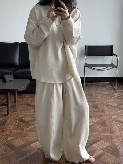 2025 Women Spring Two Pieces Suits Long Sleeve Cotton Blouses With Long Pants Wide Leg Two Pieces Sets Boho Suits Ladies Outfits