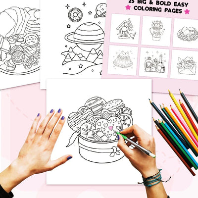 Teenage Adult Coloring Book, Cute and Simple Large-sized Coloring Book