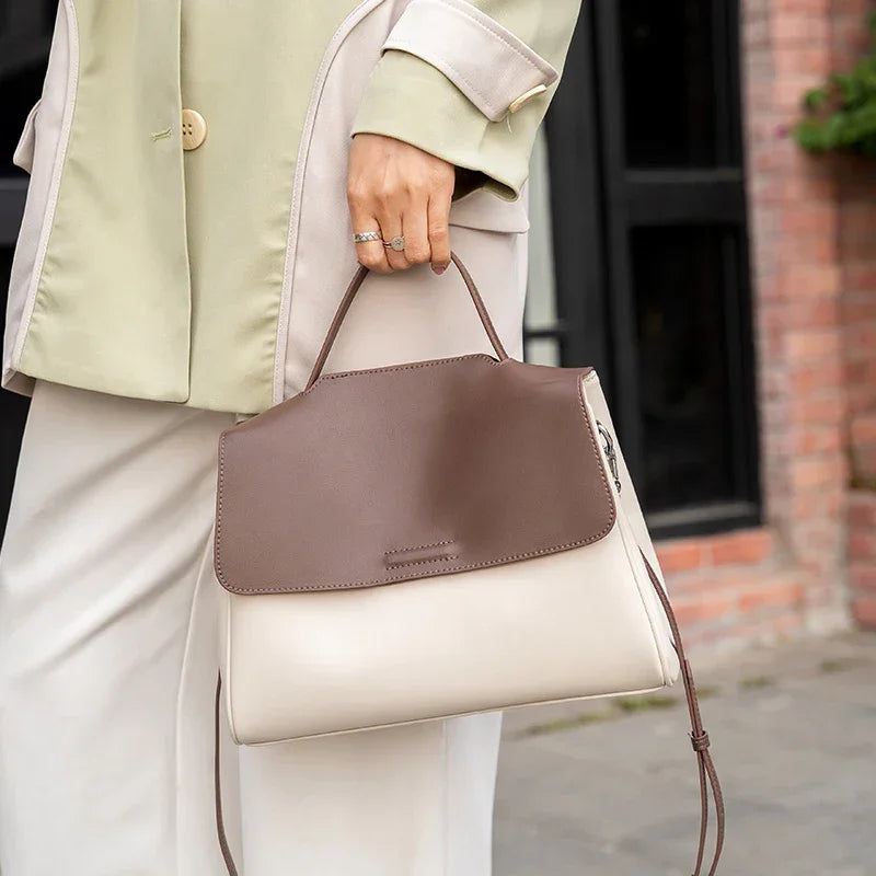 Women's Cowhide Genuine Leather Shoulder Bag Female Fashion Luxury Designer Handbags Ladies Commuting Large Capacity Bucket Bags