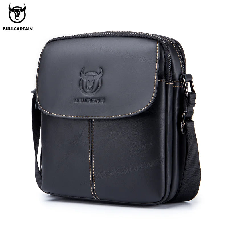 BULLCAPTAIN-Men's Leather Shoulder Bag Brand Casual Men's Bags Small Mini Multifunctional Crossbody Bag's D07