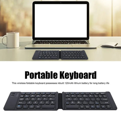 Mini Wireless Folding Keyboard Slim Design Lightweight Bluetooth Keyboard Rechargeable Portable Foldable Keyboard Travel