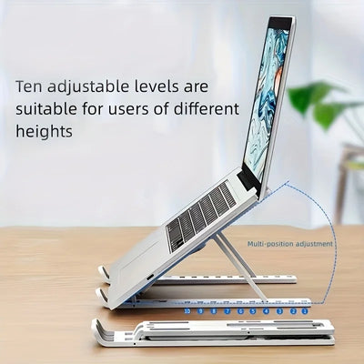 Adjustable Plastic Laptop Stand - Portable Foldable Cooling Desk Stand with Ergonomic Angle Adjustment, Laptop Stand for Desk