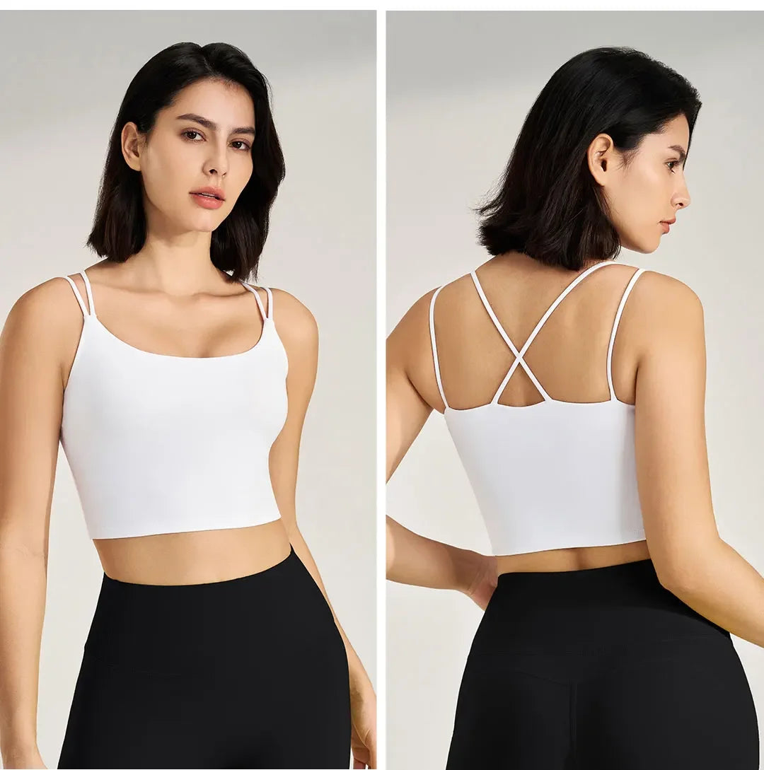 Women's sexy yoga undershirt Outdoor beautiful back training clothes Fashion sling bra Sports underwear With Coasters