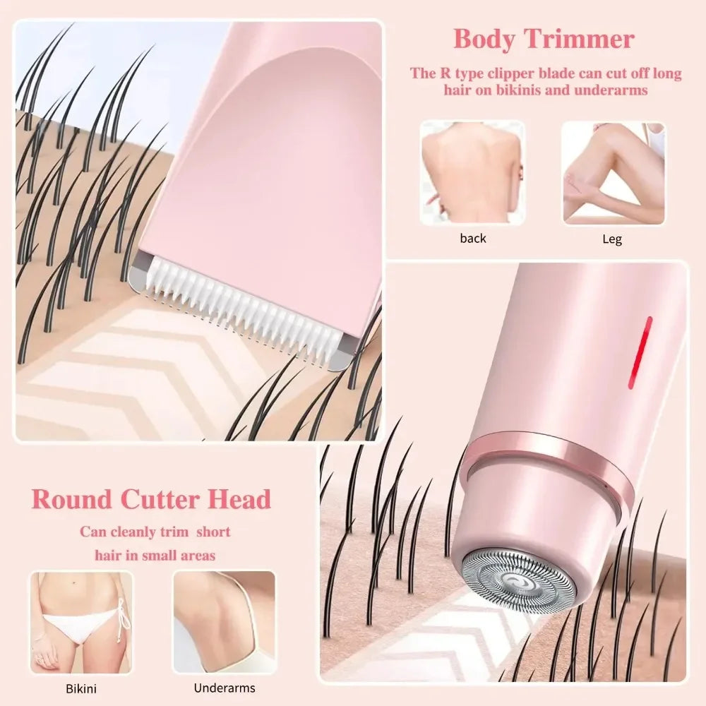 1pc epilator Bikini Trimmer For Women Double Head Electric Shaver Rechargeable 2-In-1 Body Facial Hair Removal For Underarm Legs