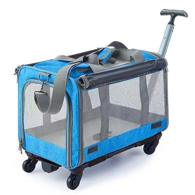 1 PCS Portable Wheeled Pet Carrier For 2 Large Cats Double Compartment Rolling Cat Travel Carrier For Two Pets