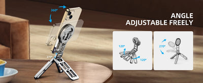 Magnetic Phone Holder Magsafe Tripod with Arca-Swiss Cold Shoe for Phone Vlog Foldable Desktop Phone Mount for Travel