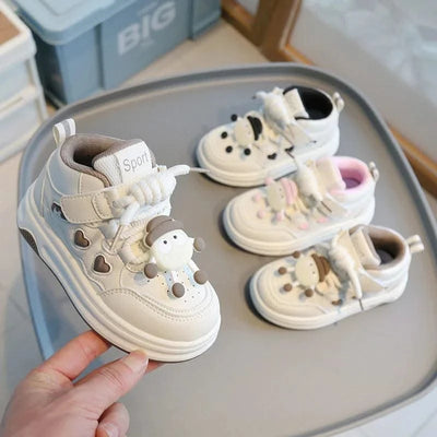 Children's Sports Shoes Spring Small White Shoes Cartoon High Top Casual Board Shoes Soft Sole Boys Girls Child Kids Daily Shoes