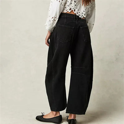 Hirigin Wide Leg Baggy Jeans Women Casual Loose Mid Waist Denim Pants 90s Boyfriend Denim Bloomers Girlfriend Barrel Jeans