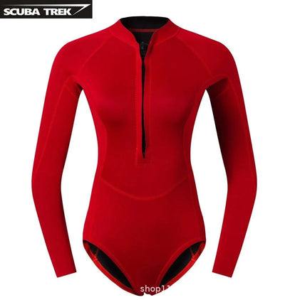 Women 2mm Bikini Diving Wetsuit Long Sleeve Scuba Dive Snorkeling Clothes Surfing Kayak Suit Black Pink Neoprene Swimwear