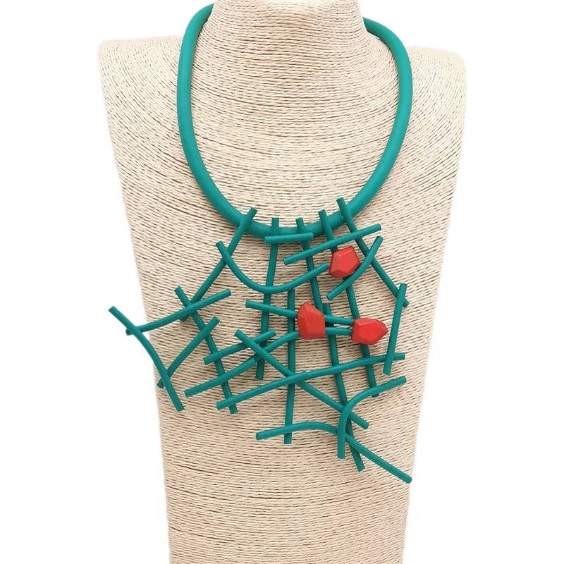 Fashion Designer Luxury Necklaces Women Handmade Gothic Pendant Necklace Rubber jewelry Wooden Accessories Statement Jewelry