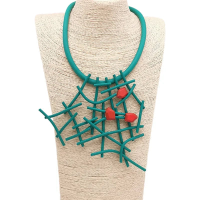 Fashion Designer Luxury Necklaces Women Handmade Gothic Pendant Necklace Rubber jewelry Wooden Accessories Statement Jewelry
