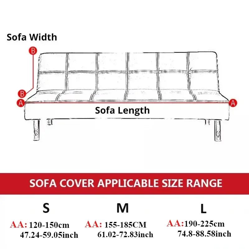 1/2/3Seater Sofa Bed Cover with Skirt Elastic Printing Seat Cover Armless Sofa Bed Cover Sofa Covers for Living Room Home Decor