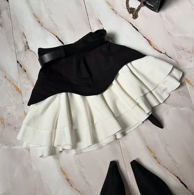 Women's Midi Dress 2025 Summer New Ruffled Cake Short Skirt High Waisted Denim Skirt Casual Bottom Female Womens Y2K Short Skirt