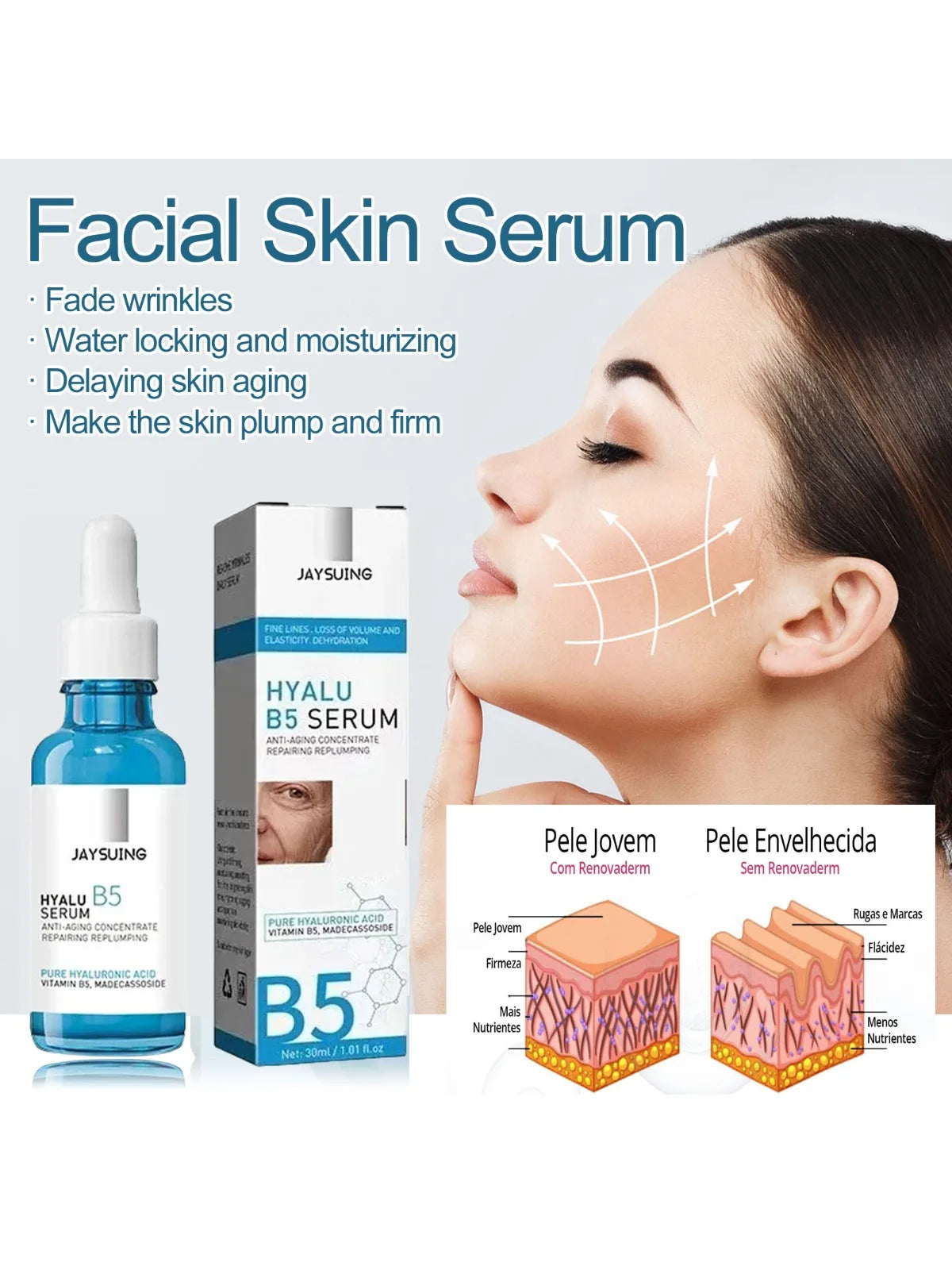 Pure Hyaluronic Acid Facial Serum Anti Wrinkle Aging Facial Wrinkles Serum FADE Fine Lines Around The Eyes Crow's Feet Neck