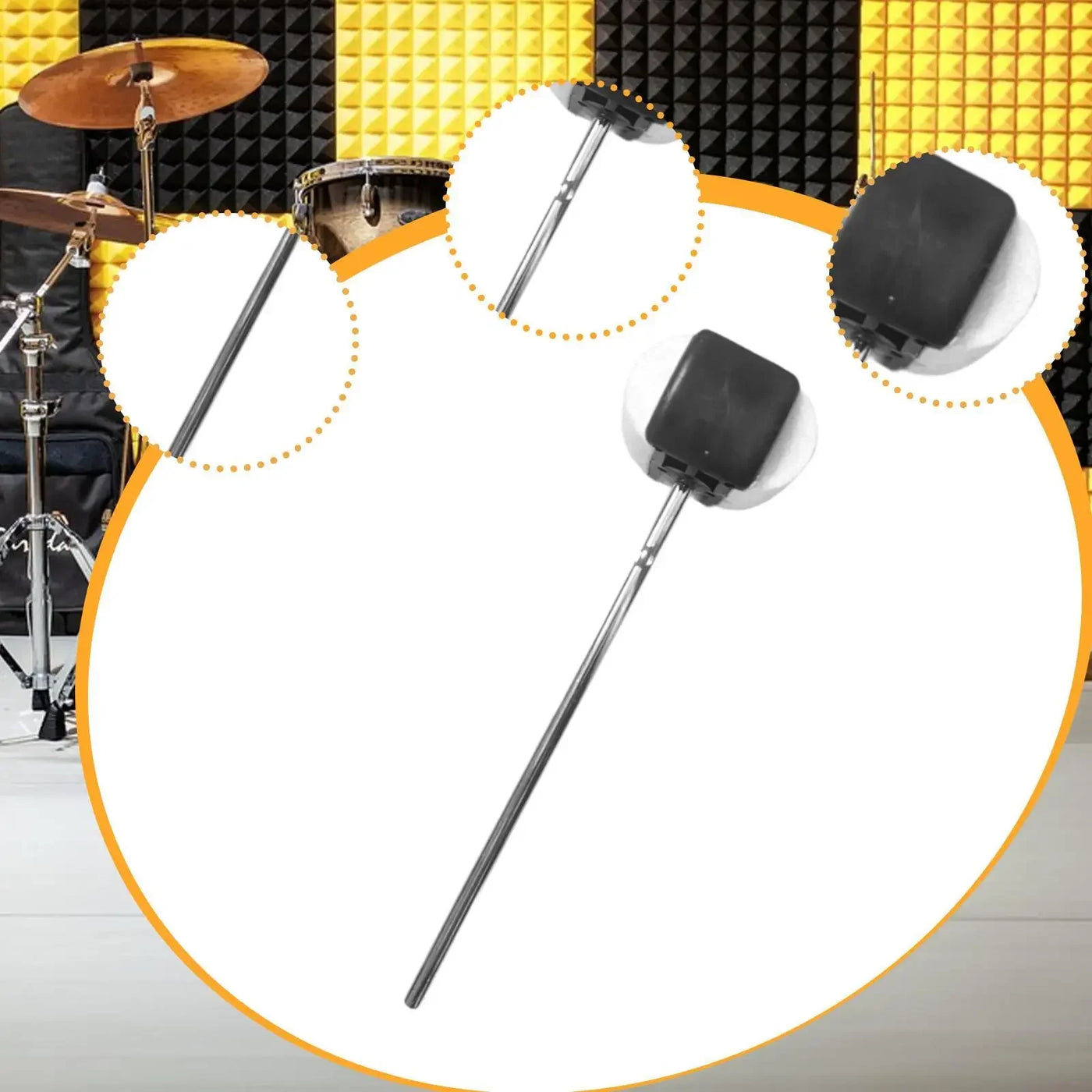 Bass Drum Pedal Beater Kick Drum Pedals Beater Metal Shaft Bass Percussion Sticks for Performance Concert Stage Practice Live