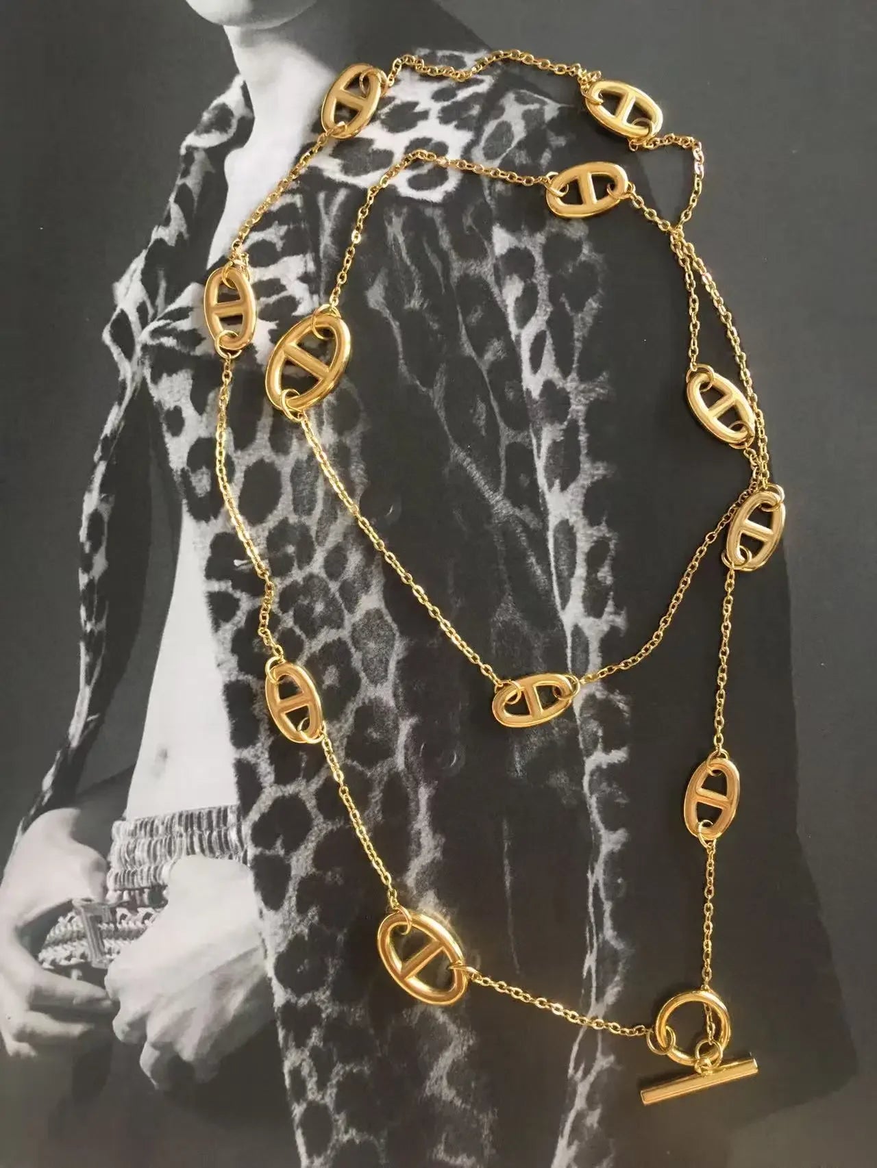 Luxurious 80cm non-fading necklace OT buckle long-sleeved decorative dress shirt T-shirt coat sweater chain high-end feeling new