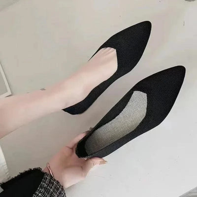 Women's Ballet Casual Shoes Slip-on Flats Knitting Ballerina Pointe Shoes