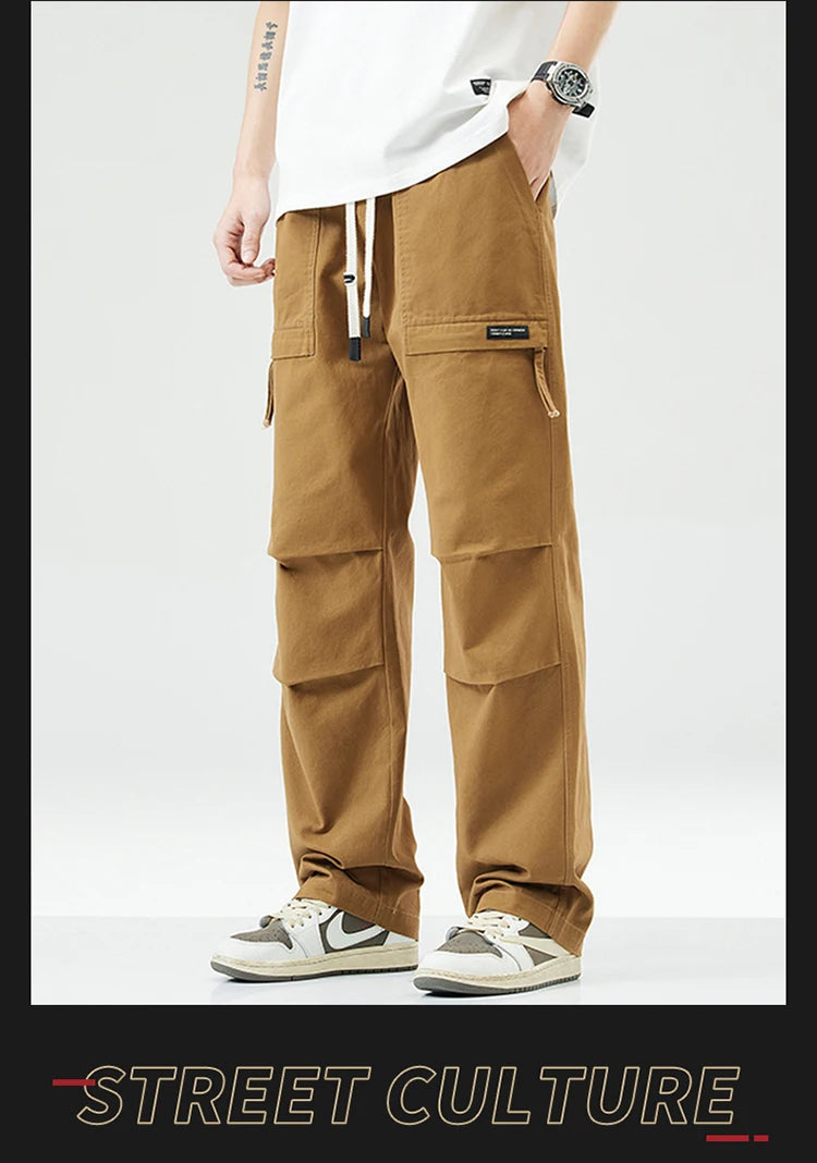 Trousers Male Y2k American Casual Multi-bag Loose Straight Trousers Sport Men's Clothing Male Jeans Pants New in Pants Man Set