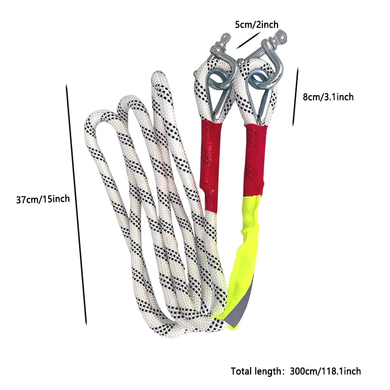 1Pcs 3-Meter Towing Rope for Cars/Off-Road Vehicles with a 3-Ton Towing Capacity for Rescue Is Reliable and Wear-Resistant