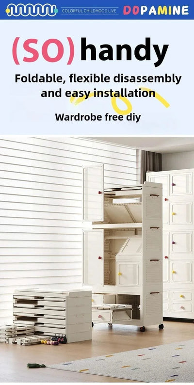 Home bedroom, children's storage cabinet, multi-layer snack cabinet, multifunctional large capacity dust-proof storage box