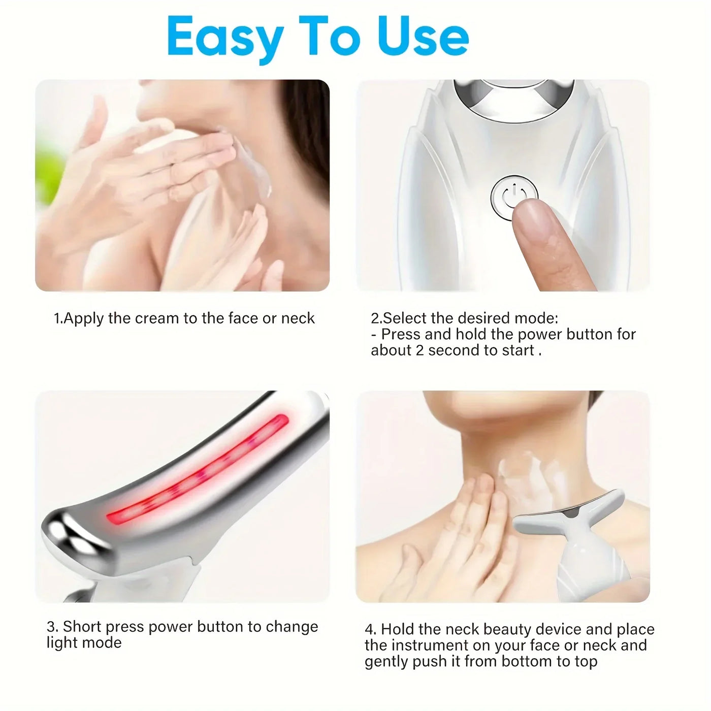 Electric Neck Massager with 7 Color Neck Beauty Device EMS Neck Facial Eye Massage Vibrating Massager Beauty Tools