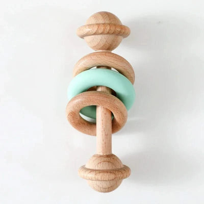 Baby Toys Wooden Rattles Silicone Ring Baby Rattles and Mobiles 0 12 Months Sensory Toys for Baby  Wooden Teether for Baby Gifts