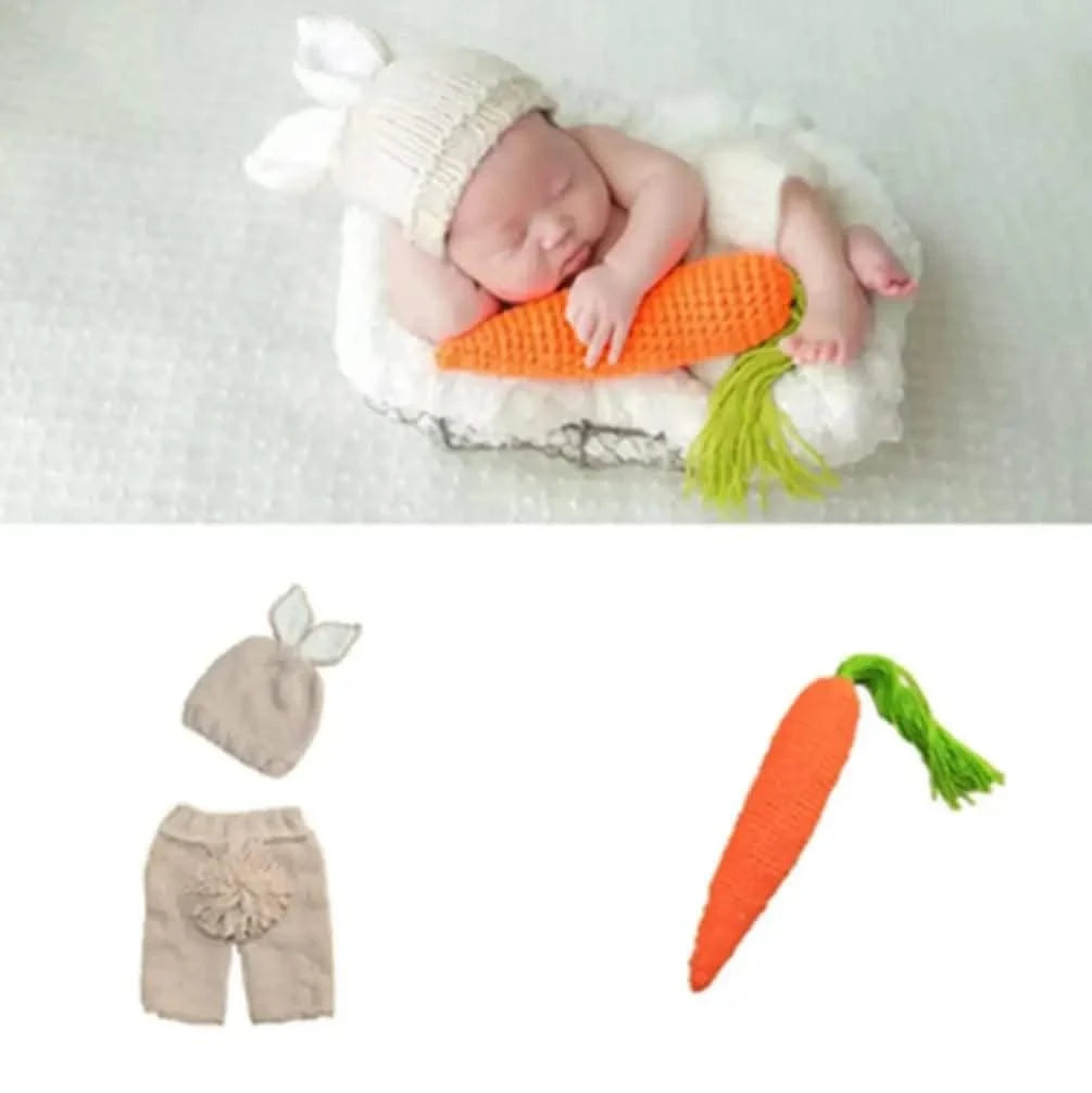 Bunny Rabbit Crochet Knitted Photography Props| Newborn Baby Outfits| Hat, Diaper Pants Costume| Unisex Infant