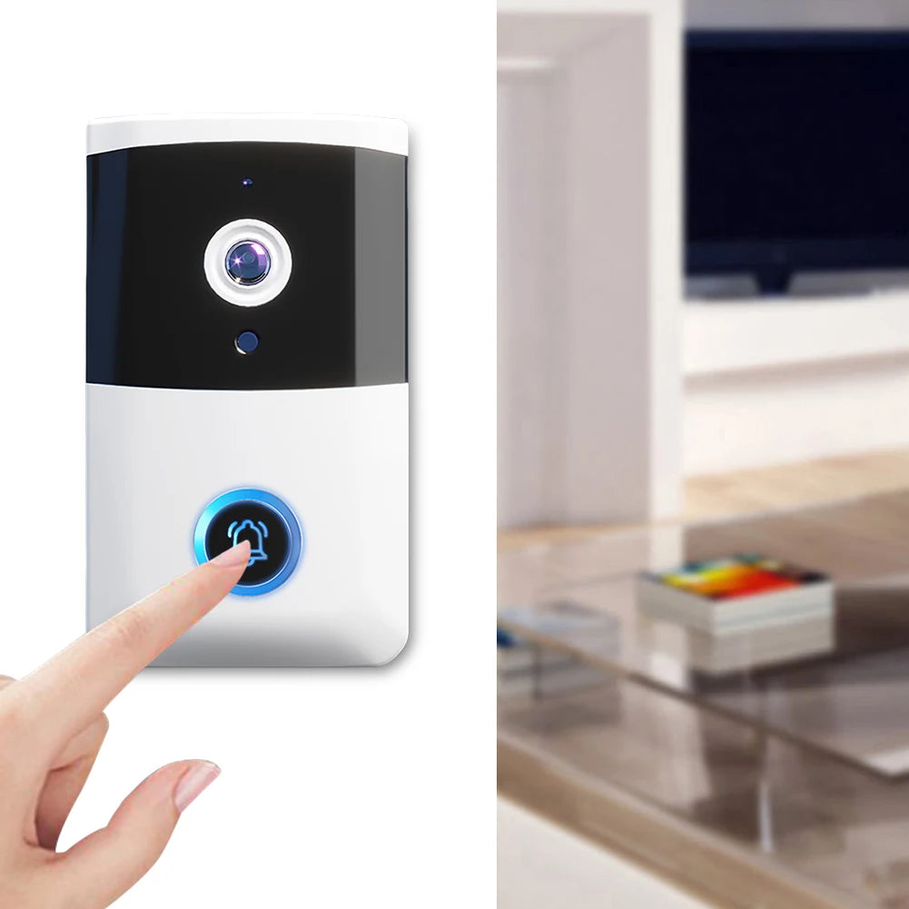 WiFi Wireless Video Doorbell IR Night Vision Doorbell Camera Two-way Audio Visual Doorbell for Home Security Alarm System