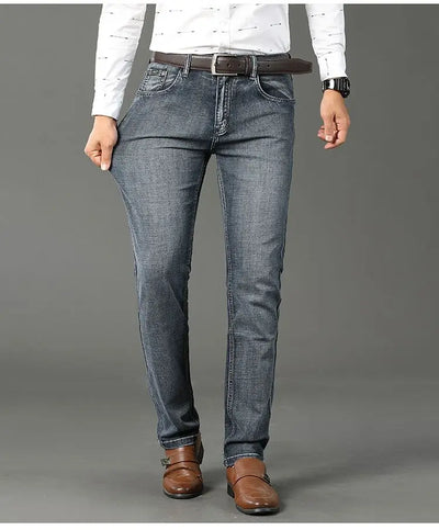 Classic Business Casual Jeans Men 2025 New Fashion Retro Slim Stretch Denim Trousers Male High Quality Luxury Pants Men Clothing