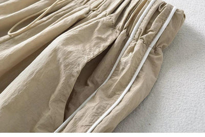 Women's Wide-Leg Joggers Adjustable Ankle Cuffs Side Stripes Drawstring Waist Lightweight Streetwear