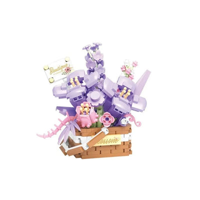 Garden Romantic Bricks DIY Potted Plants Model Bag Eternal Basket Bonsai Flower Succulents Building Blocks