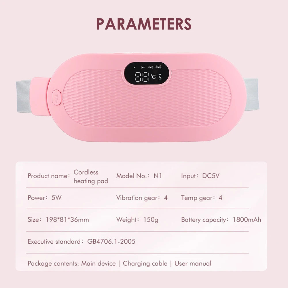 Electric Heating Pad Menstrual Cramp Massager Belt Women Period Care Hot Compress Device Vibration Abdominal Ulter Warmer Belt