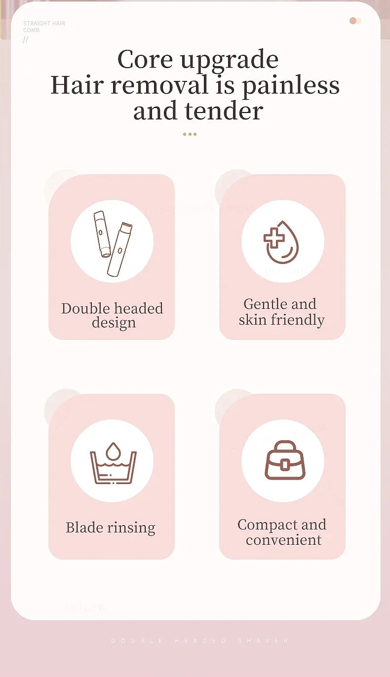 Electric Shaver for Women Female Epilator Electric Hair Removal 2 in 1 Woman's Razor for Body Legs Face Mustache Bikini Trimmer
